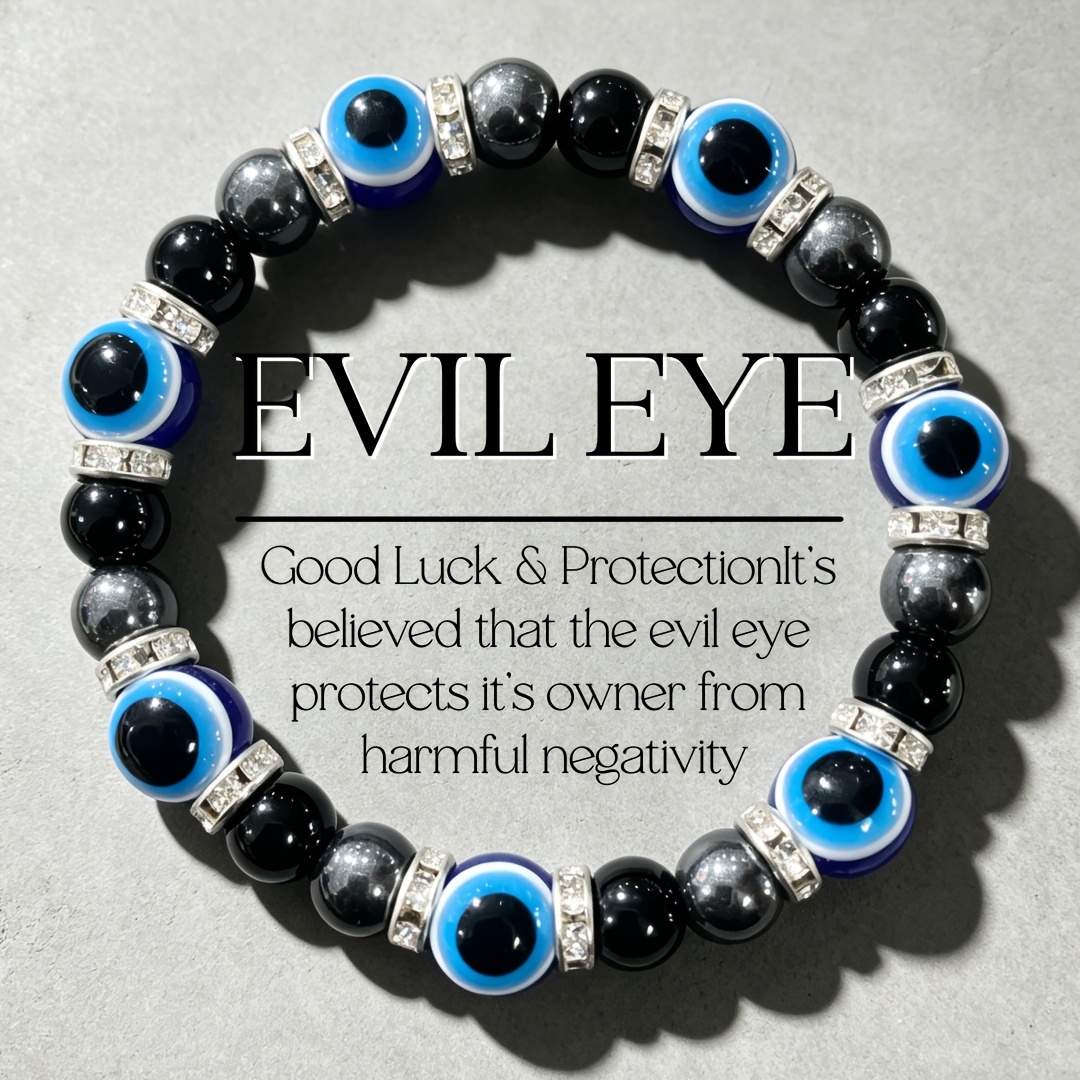 TEMU Evil Eye Bracelet, And Black Glass Beaded Protection Bracelet, Unisex Design To Attract Wealth And , Suitable For Daily Wear, Ideal Gift For
