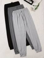 drei sets einfarbiger freizeithosen für herbst und winter, elastische hohe taille, lockere passform, hosen für zuhause, damen-pyjamas und heimkleidung, für frühling und sommer