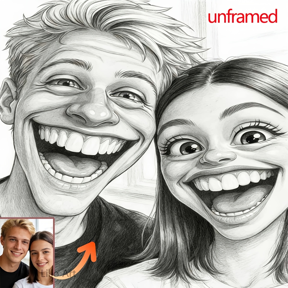 TEMU 2D Piatto, 2D Piatto, 2D Piatto Senza Cornice, Ritratto Divertente Personalizzato, Disegno a a Linee e , Fotografico Personalizzabile, per Casa,