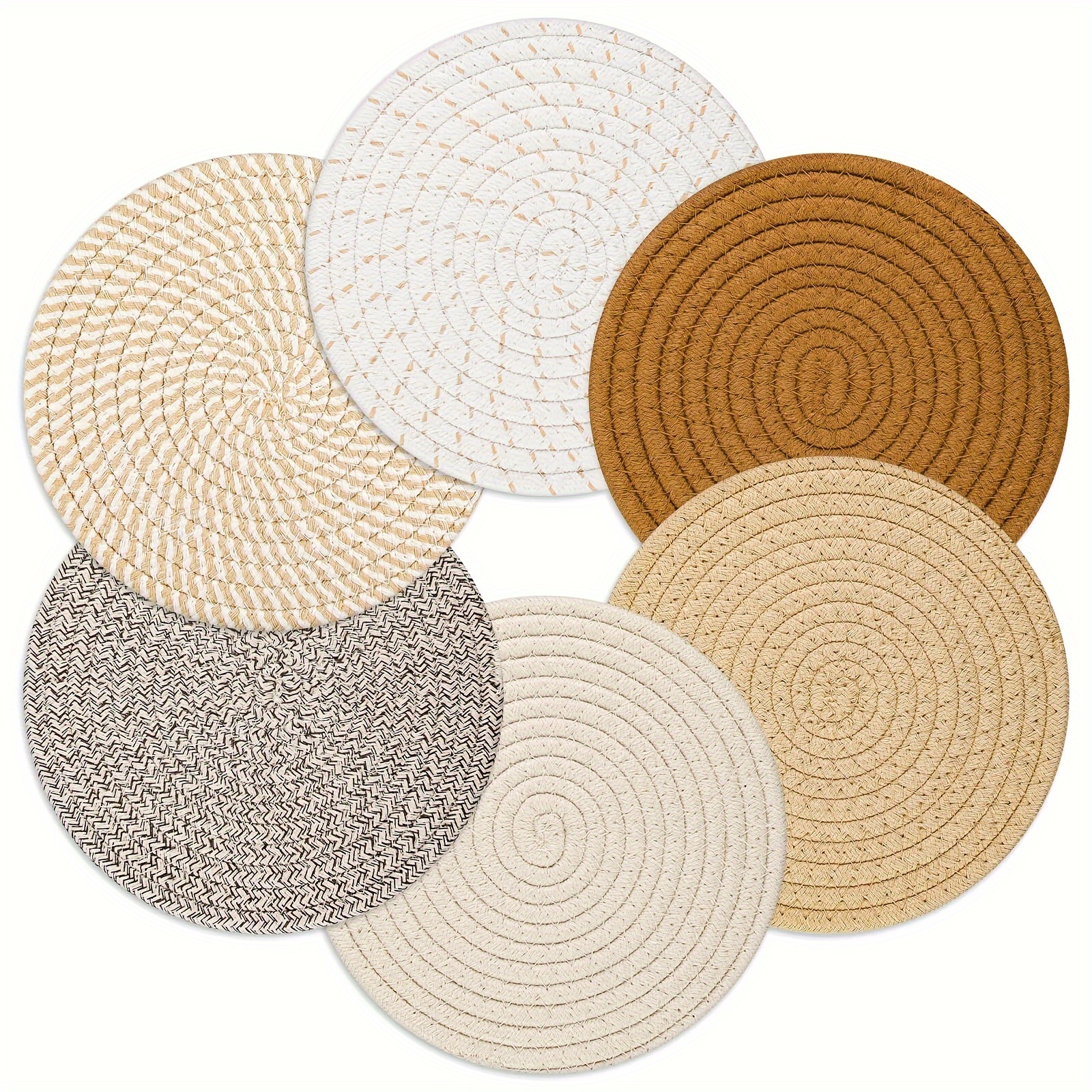 

6pcs Trivets For Hot Pots And Pans, Heat Resistant Hot Pads, Pot Holders For Kitchen, Hot Plate Mats For Table, Kitchen Decor For Counter, Home Essentials, Farmhouse
