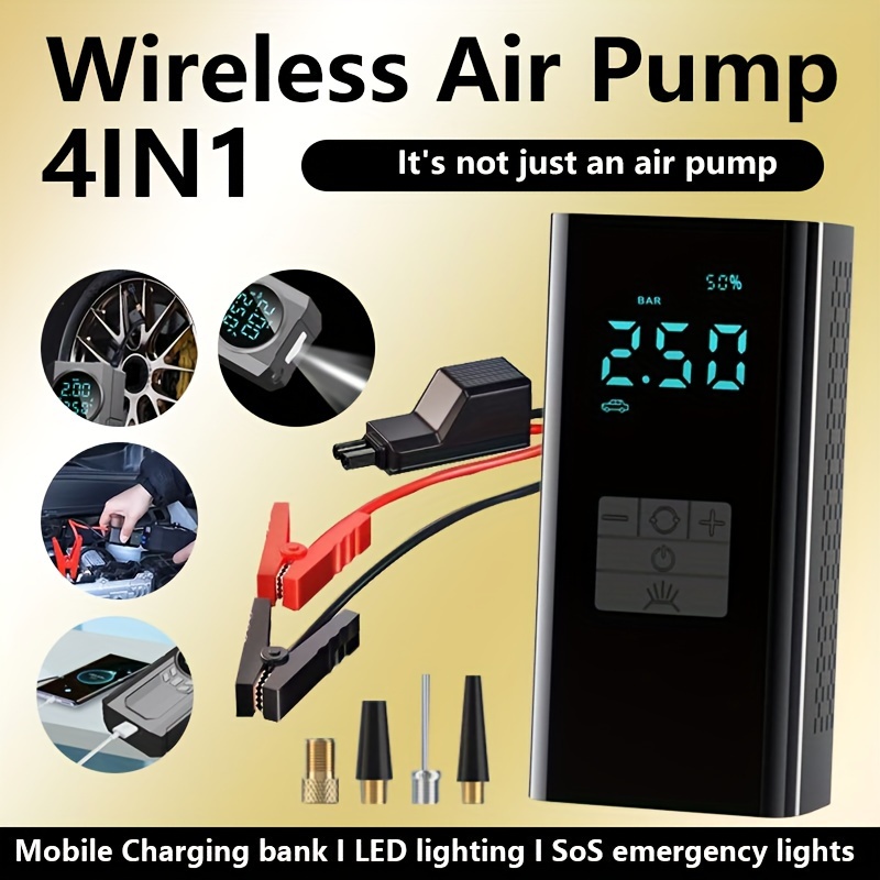 Pompe à Air Portable sans fil Rechargeable pour pneus de voiture,  numérique, intelligente, électrique