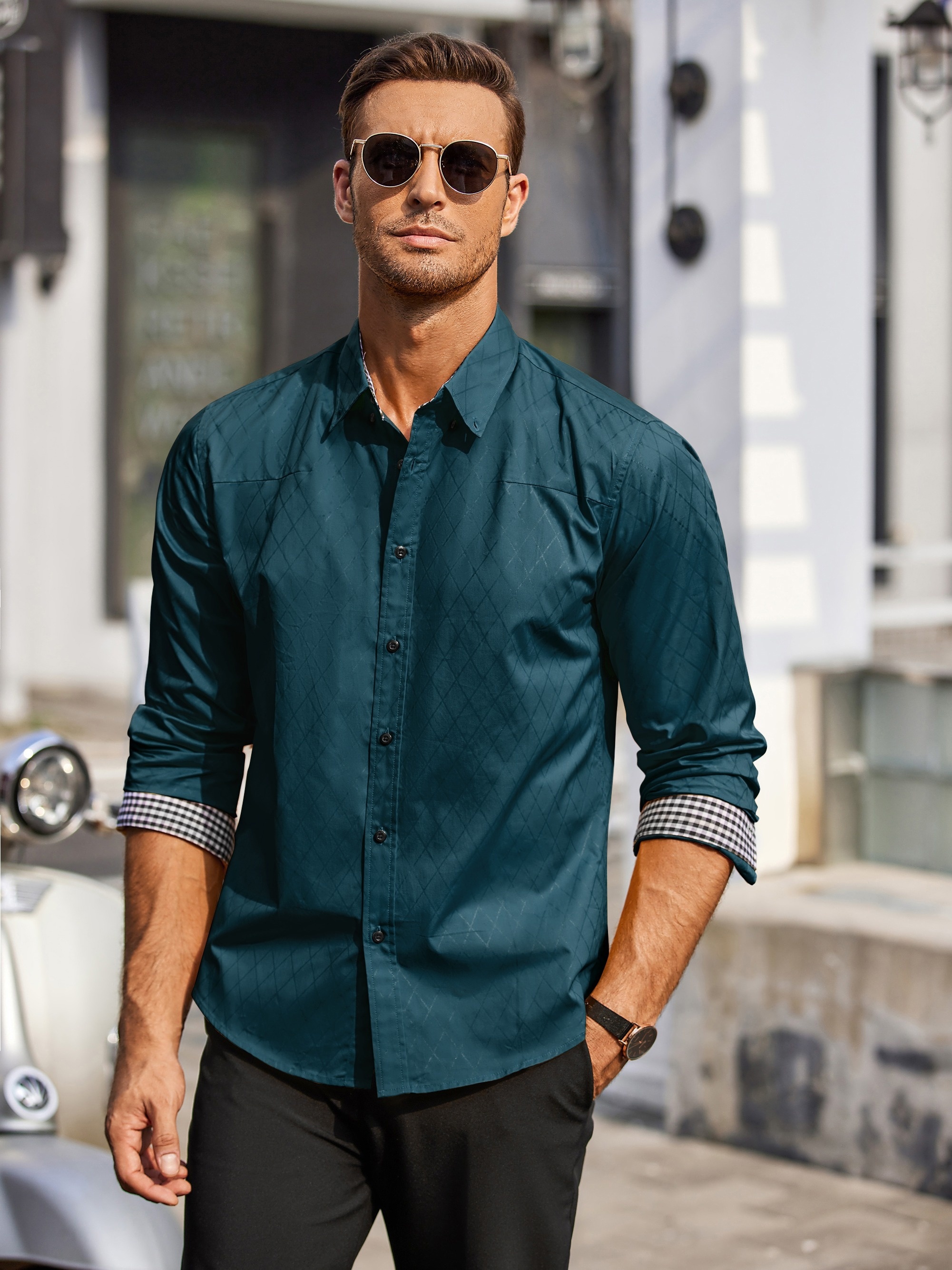 white christmas dresses Casual Twill Shirt Jacket for Tall Men main image 1