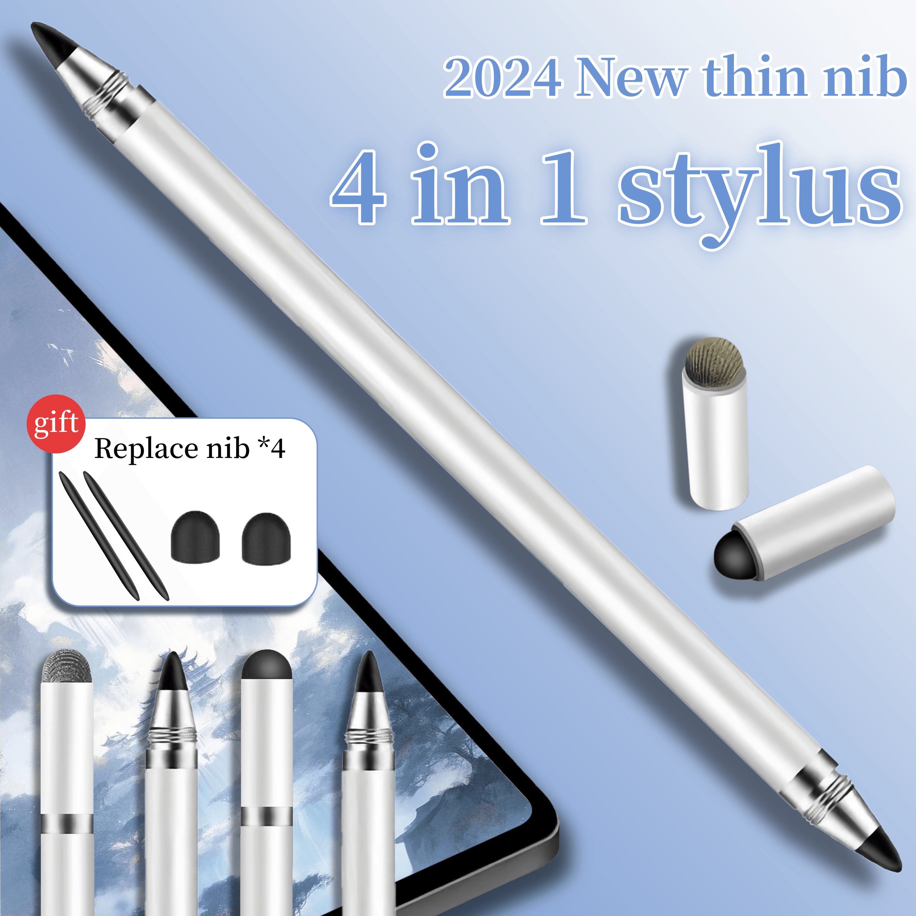 

4-in-1 Touch Pen, Fine Tip Painting Pen, Comes With 4 Extra Replacement Tips, Compatible With Android/samsung//smartphones/tablets