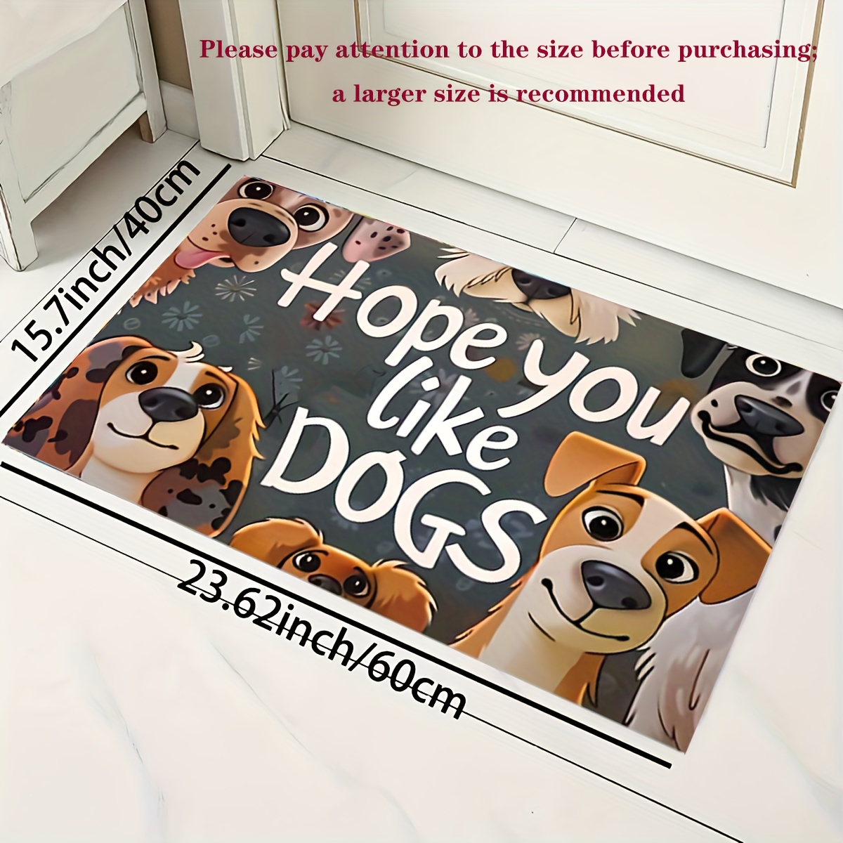 TEMU Un encantador tapete de entrada con diseño de perro de dibujos animados, y , lavable a máquina, alfombra de cocina antideslizante, alfombra para