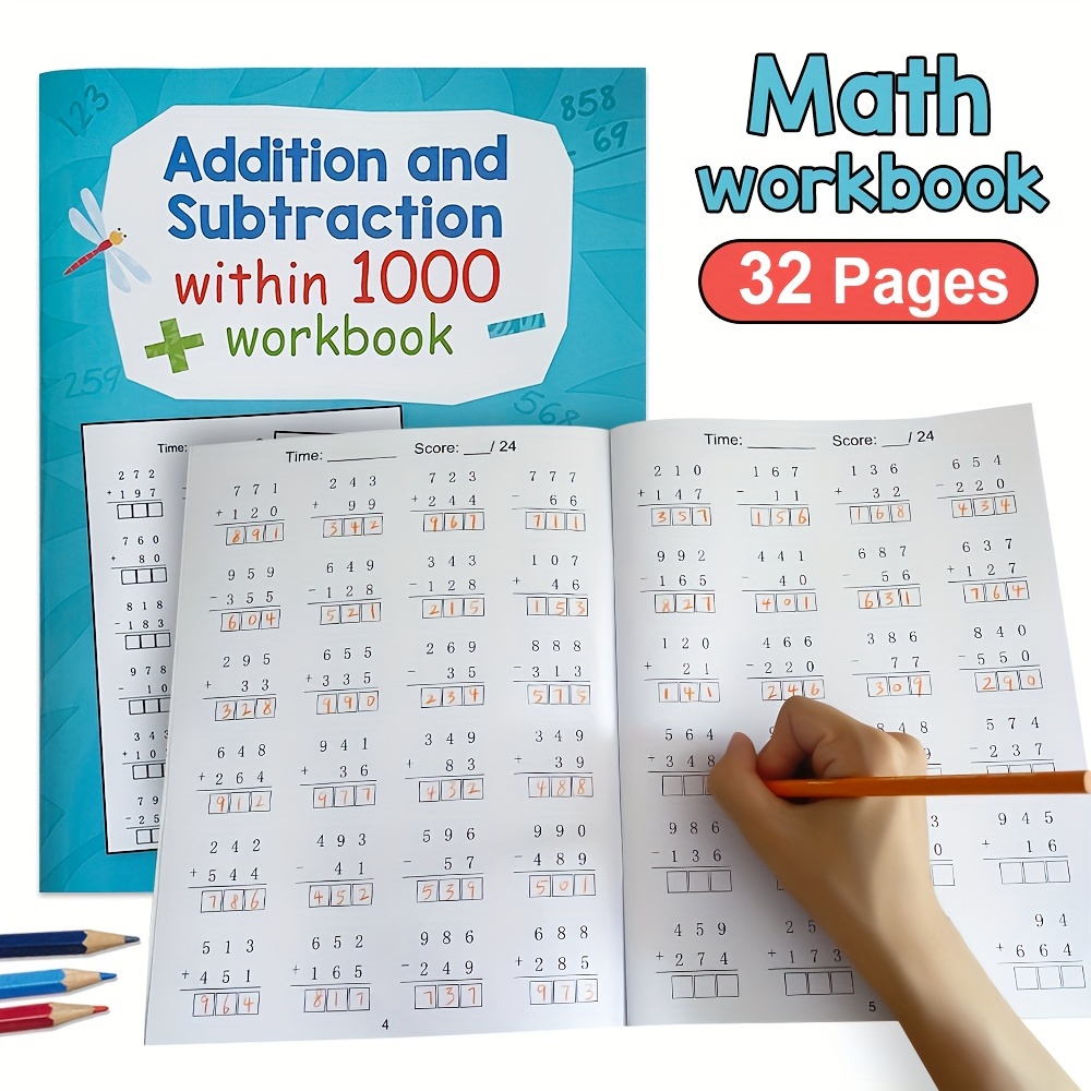 

32 Pages Addition And Subtraction Wthin 1000 Learning , Math Practice Workbook Activities Worksheets