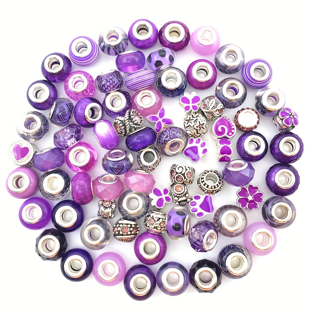 

80pcs Multi-style Assorted Resin Imitation Glass European Large Hole Bead Rhinestone Metal Gasket Beads Decorative Beads Diy Bracelet Jewelry Handicrafts Jewelry Making Parts Supplies