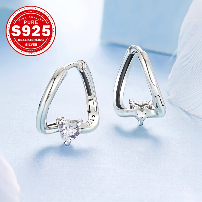 Women's S925 Silvery Asymmetric Heart Ear Cuffs