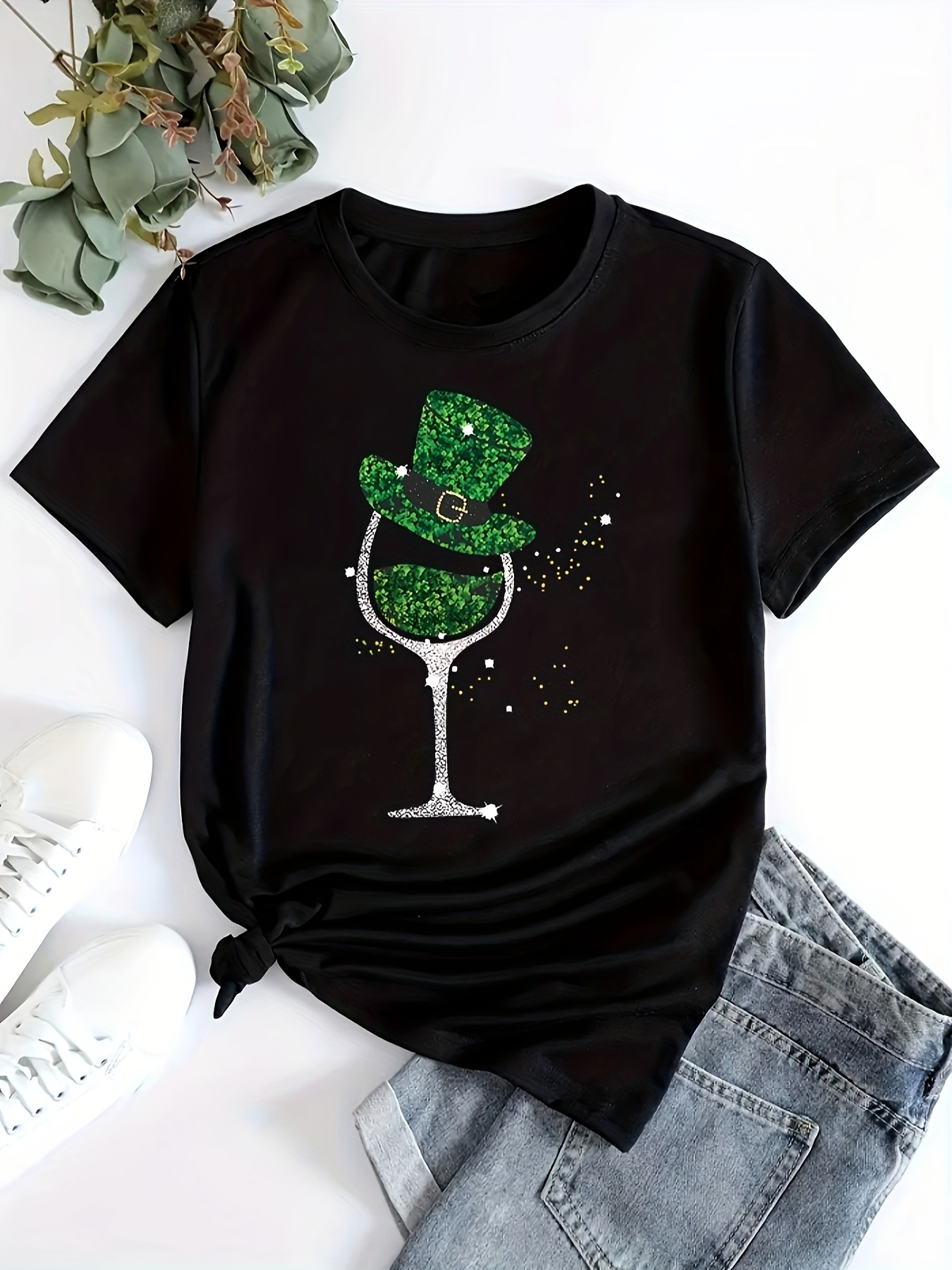 St Patricks Day Outfits for Women Short Sleeve Blessed and Lucky Summer  Tops Round Neck Loose Fit St Patricks Day Shirts