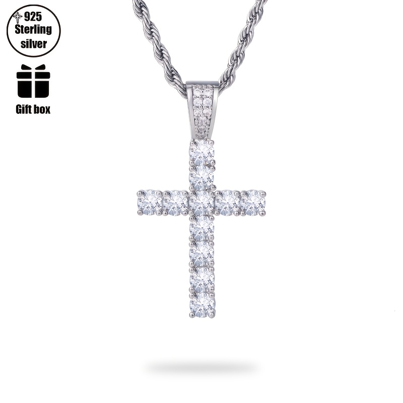 Image of A Stylish Accessory, This 925 Cross Pendant Necklace Is Suitable For Men And Women And Includes A Box