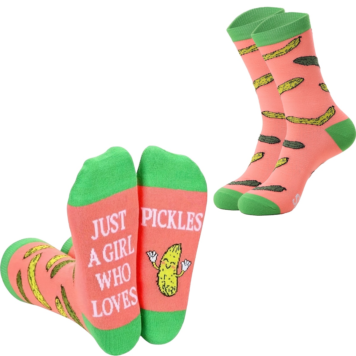TEMU 1 Pair Of Quirky Pickle-themed Men's Socks - A Creative Gift For Pickle Enthusiasts - Fun And Whimsical Socks Suitable For Everyday Wear