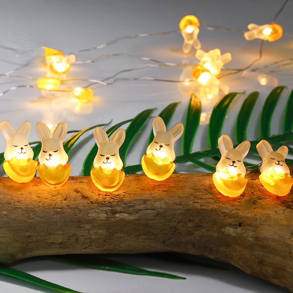 

2m Easter Bunny And Egg Led Fairy Lights, Battery Operated, Warm Yellow Glow, Ideal For Home Bedroom Party Decor And Spring Themed Indoor Basket Fillers, Bunny Accessories