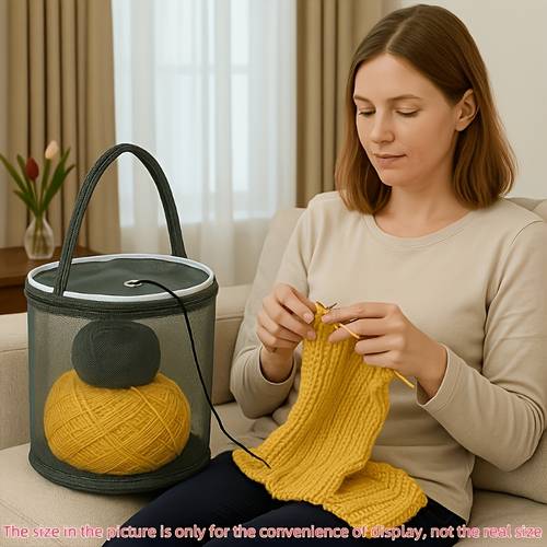 1pc Knitted Storage Bag Knitting Tool, Crochet Knitted Ball Organizer, Mesh Storage Bag, Zipper Design for Easy Opening and Closing, Knitted Organizing Tool, Knitting Tool Storage Pouch, Knitted Storage Bag, Suitable for Knitting/Crochet Craft