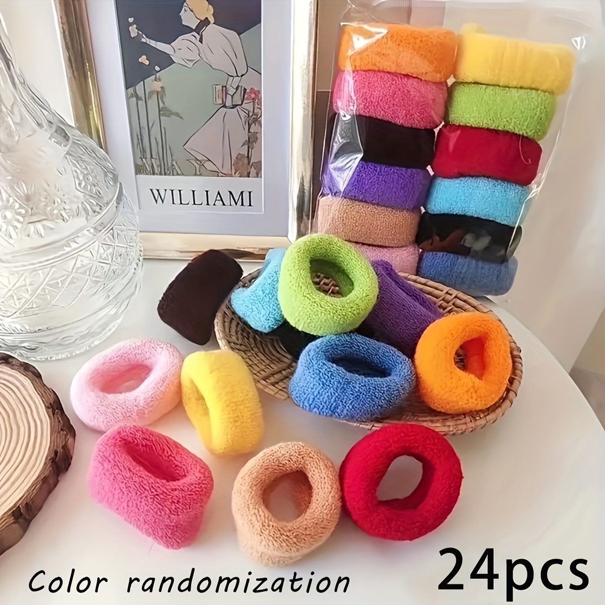 TEMU 24pcs Colorful Fashionable Nylon Wide-band Hair Ties, High , Seamless, Hair-friendly Hair Loops