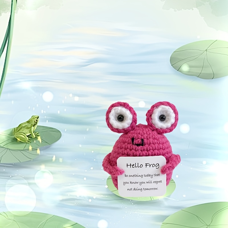Cute Frog Card Gift Fun Knitted Positive Energy Frog Gift - Temu