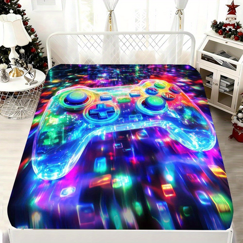 E-shop Latacaca . Neon Licht Spielcontroller Spannbettlaken (Ohne Kissenbezug), Neon Licht Spielcontroller Maschinenwaschbar und Knitterarm,