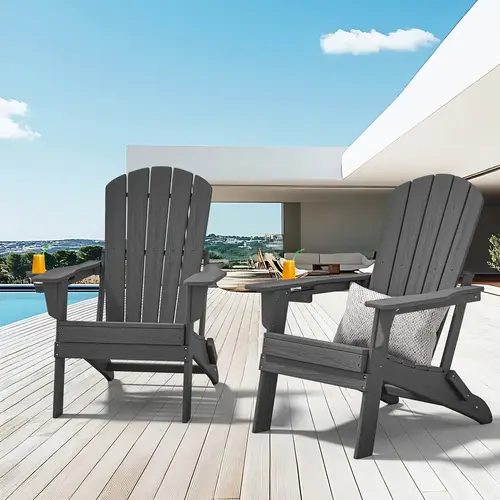 folding adirondack chair with cup holders composite hdpe outdoor chairs all weather use