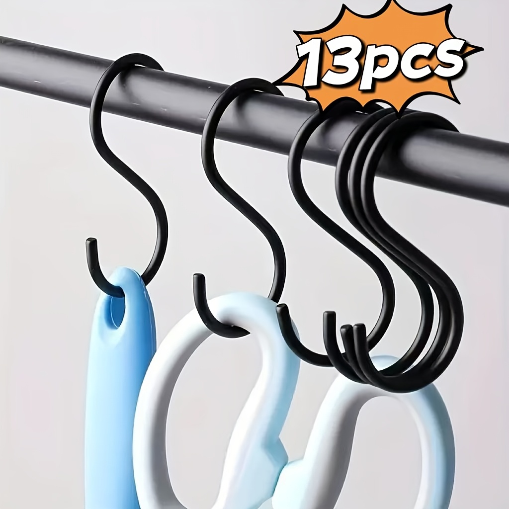 

Set Of 13 Black, Stainless Steel Hooks - Install, Slip-resistant, And Long- Wall-mounted Options For Plants, Closets, Gardens, And Kitchen Items - Chic, Rust-resistant, And Space- Hooks, Utility Hooks