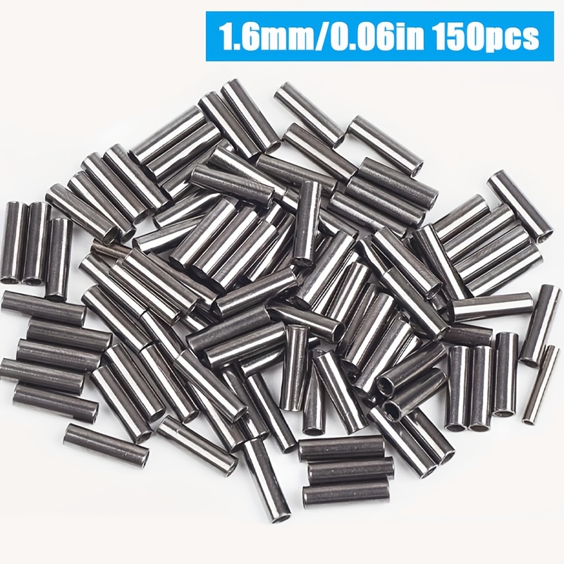 TEMU 150pcs Fishing Crimp Sleeves Single Crimp Sleeves Brass Copper Crimping Sleeve Tubes Fishing Line Connector Fishing Wire Leader Rigs Rigging