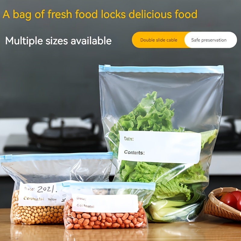 TEMU 45pcs Set Of Durable Zippered Food Storage Bags - Fruits, Grains, Vegetables & Meats - Easy Clean Pe Material