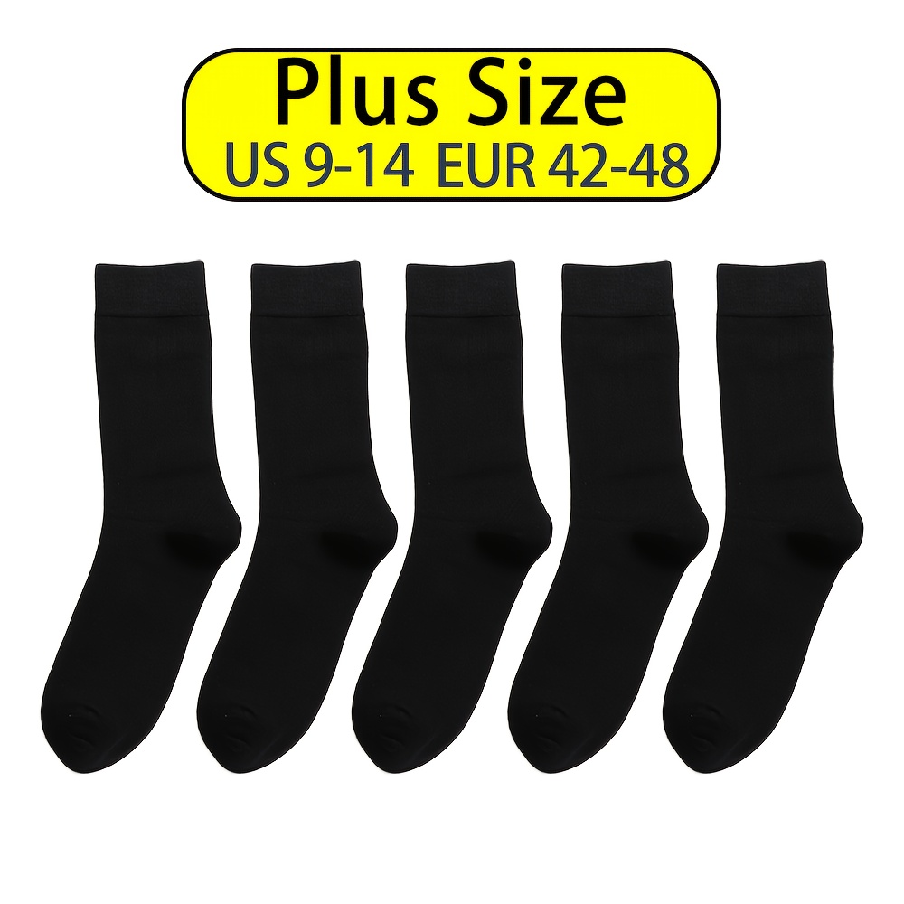 Image of 5 Pairs Of Men's Combed Cotton Large-sized Business Socks, Plus Size Men's Dress Socks, Casual Men's Socks, Solid Black, Work Socks, Size Eur 42-48, Us 9-14 Worn.