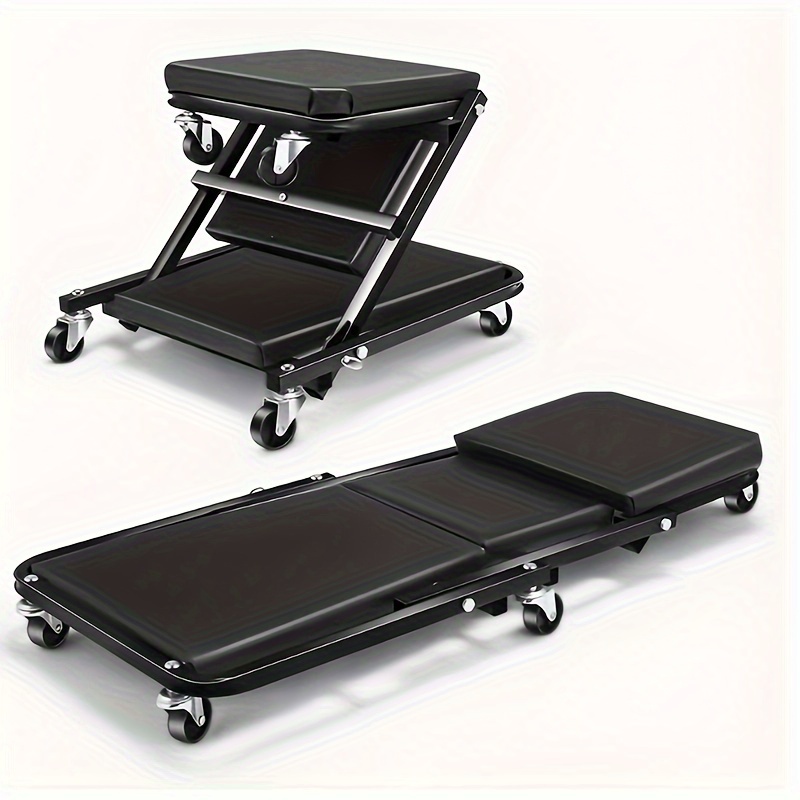 Car repair workbench with casters, 3-in-1/2-in-1 mechanical climber Z-shaped seat, 500-pound load capacity, foldable and adjustable rolling garage folding seat, lying, sitting, and leaning, with 6 casters 11 Car repair workbench with casters, 3-in-1/2-in-1 mechanical climber Z-shaped seat, 500-pound load capacity, foldable and adjustable rolling garage folding seat, lying, sitting, and leaning, with 6 casters - Image 11