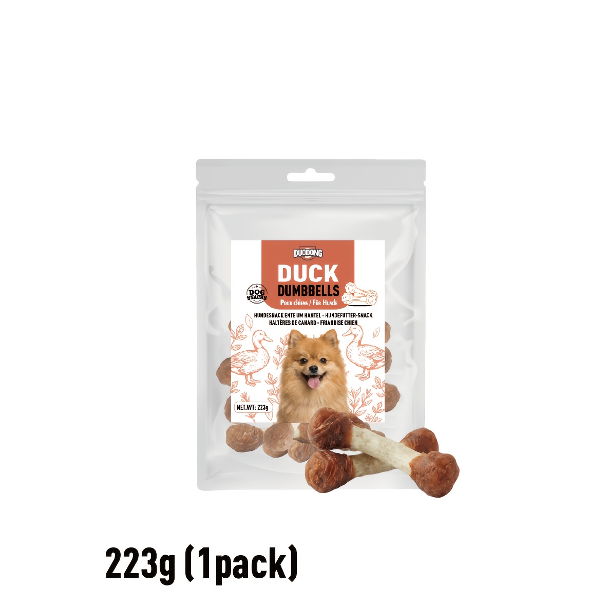 Image of Dumbbell Chews Suitable For Tear Stain Support & - Rawhide Dog Treats With Duck Flavor, Long Lasting Protein-rich Chew Sticks For Puppy Teething, Dental Chews For Dogs