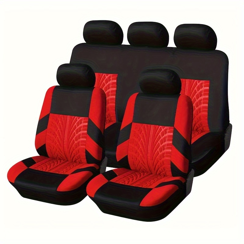 TEMU Fashionable Tire Track Car Seat Covers - Universal Fit For Most Vehicles - & Enhanced - Stylish Design, , 9pcs Universal Car Seat Covers Set -