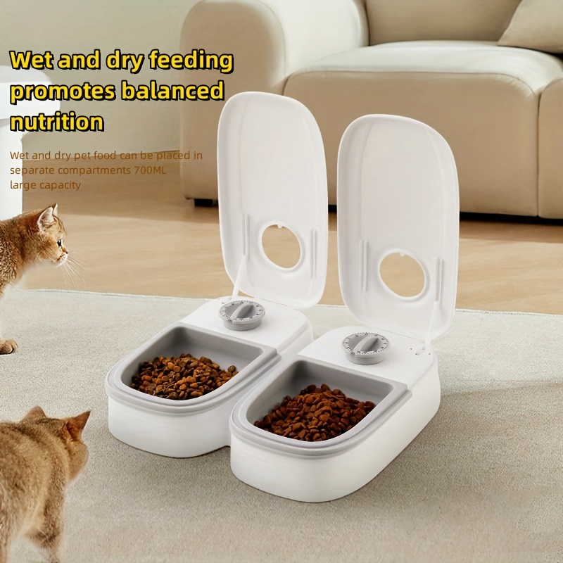 

Xiziiss For Smart Automatic Pet Feeder - Dual Meal Dispenser For , 48-hour Timer, Wet/dry Separation, Ideal For Small Breeds, Puppies, Kittens, Rabbits - Requires No Batteries