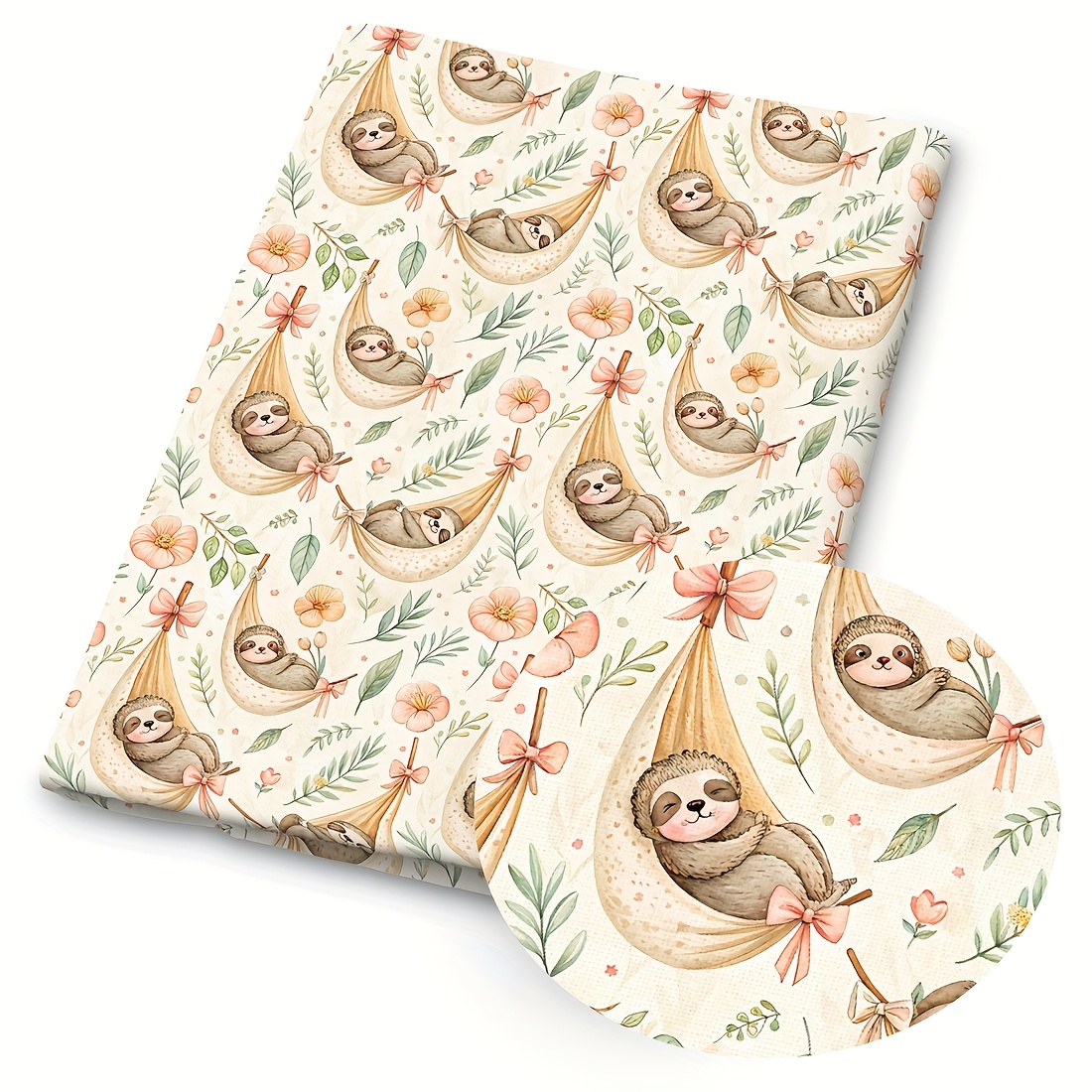 TEMU 1pc Baby Animal Print Fabric - 59 X 19.68 Inches (150 X 50 Cm) Pre-cut Polyester Fabric With Pastel Cute And Forest Patterns - Suitable For