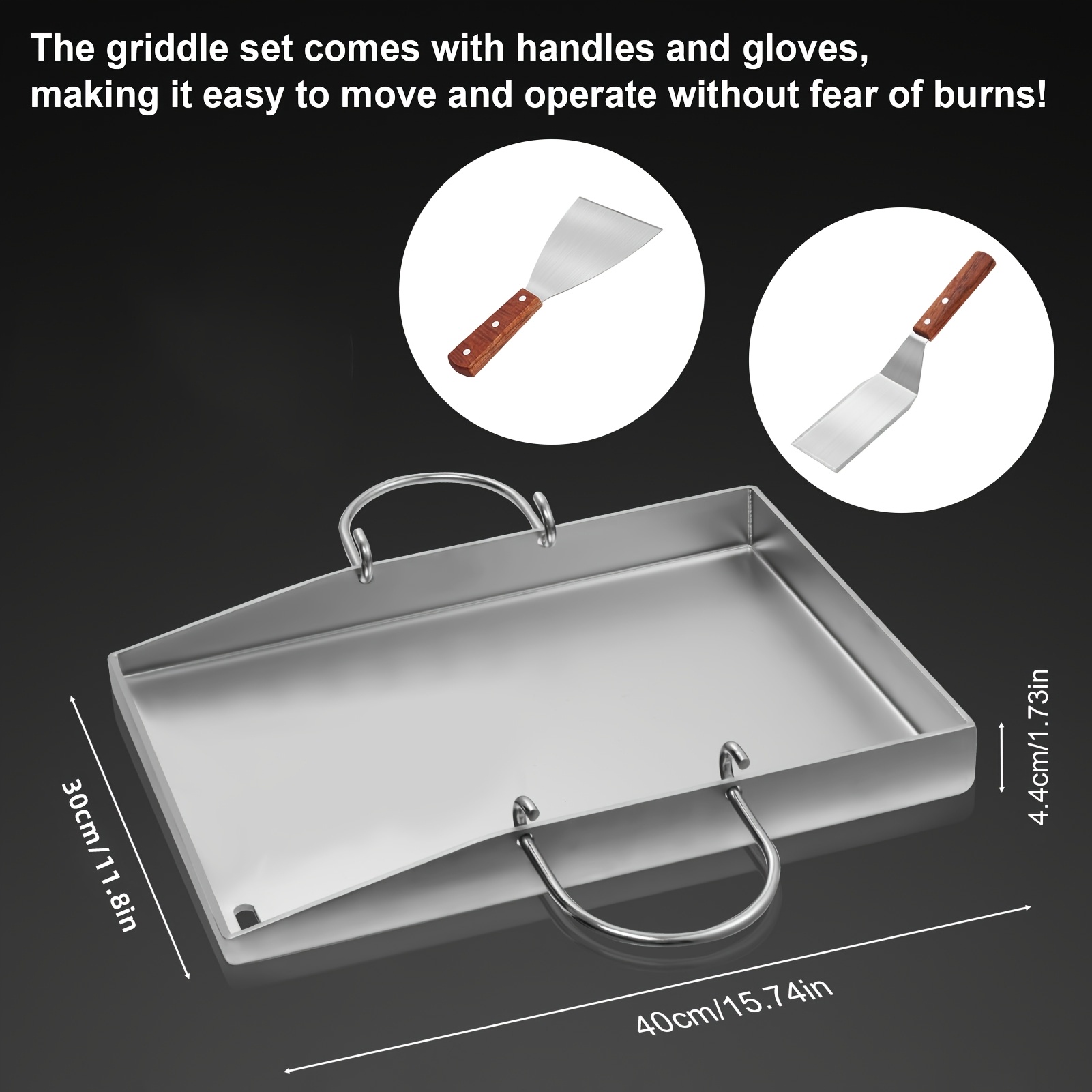 Image of Baking Pan Set, Stainless Steel Baking Pans, Stainless Steel Frying Pans, 4mm Thickness, Rust-resistant, Includes 2 Spatulas