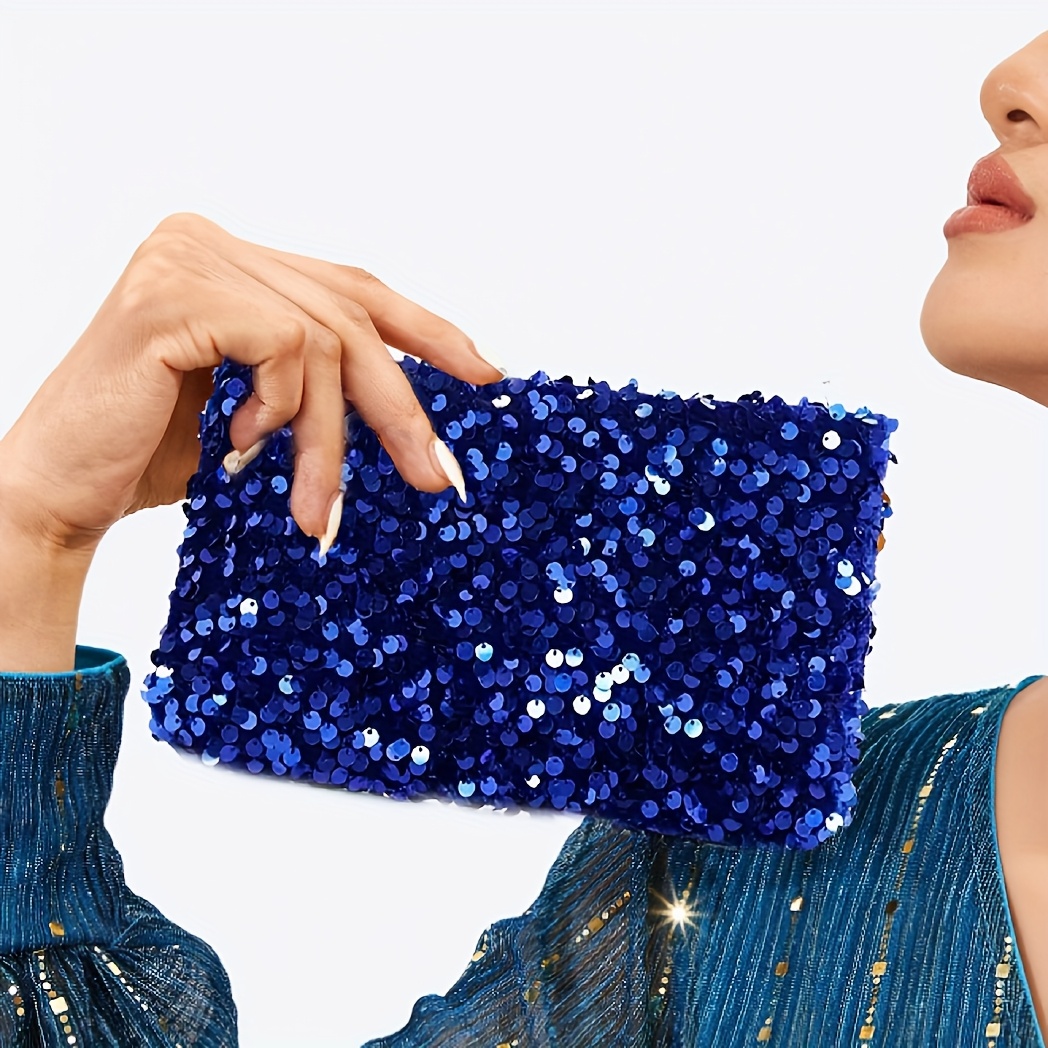 

Sac à bandoulière à paillettes de mode, en polyester, avec fermeture à glissière, sac à main à chaîne polyvalent pour les fêtes et les banquets