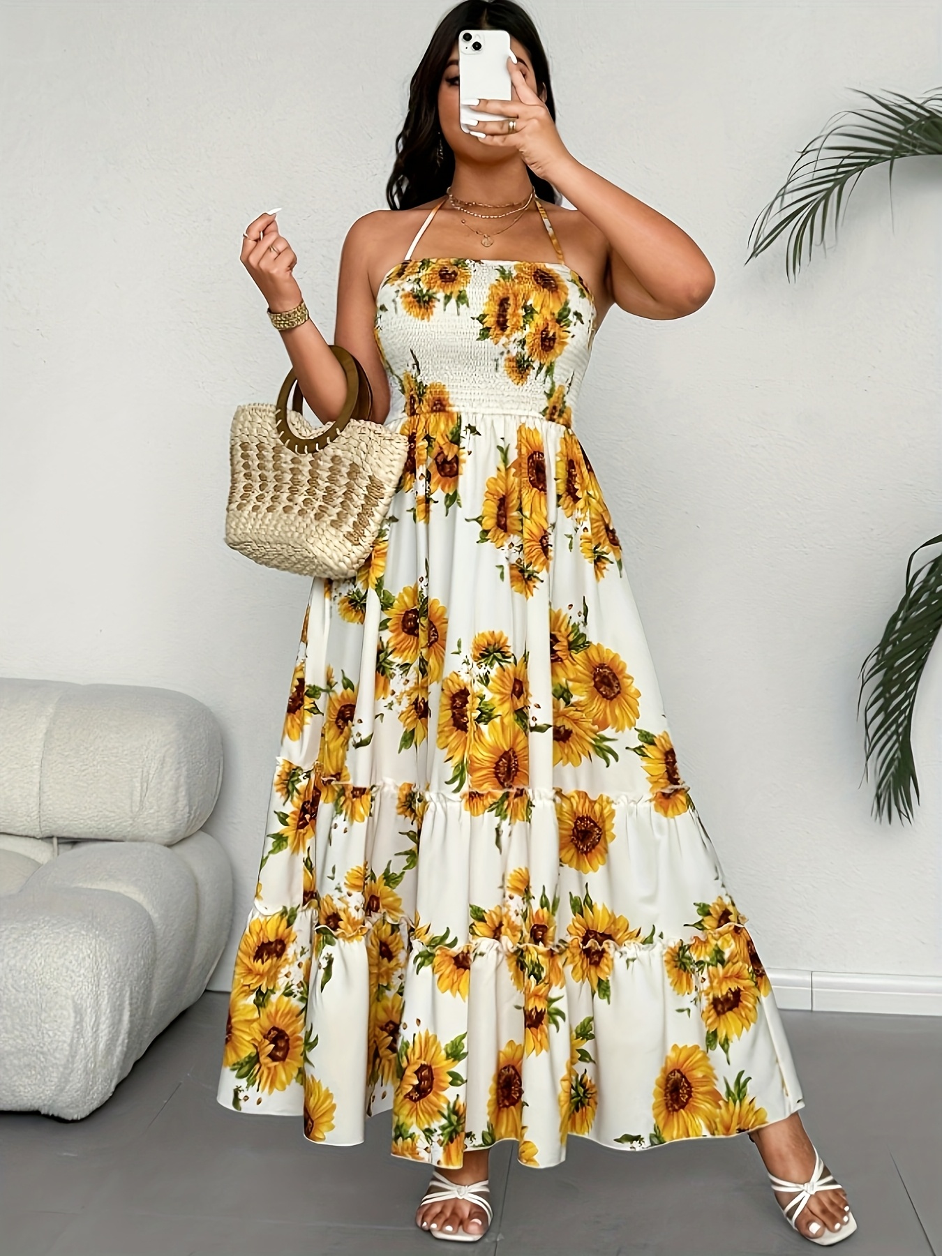 knee length dresses for ladies Sunflower Fit&Flare Print Midi Dress main image 0