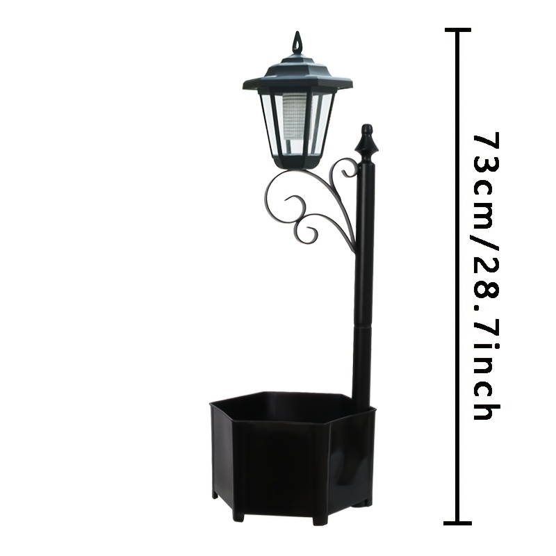 28 inches solar powered garden light with flower pot base outdoor lamp for pathway yard patio   on off ip44 semi flush mount polished     brand