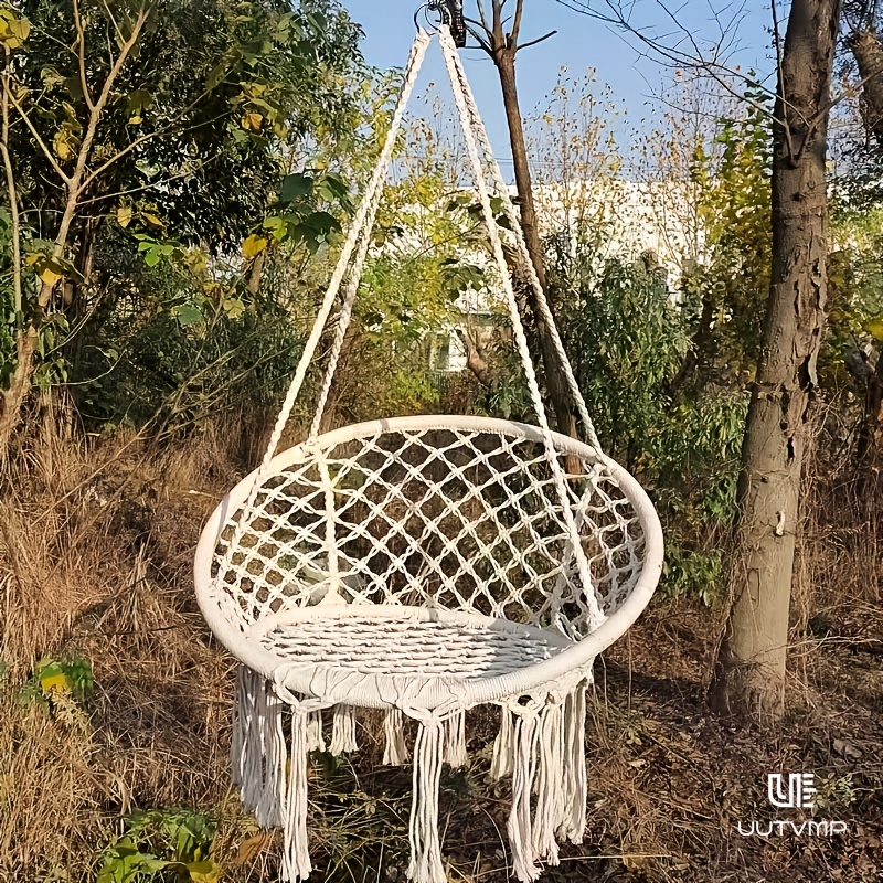  hanging chair hanging basket camping woven hanging basket swing leisure hanging basket chair garden hanging basket swing hanging chair with backrest balcony hanging basket suitable for leisure and entertainment balcony garden camping Product details 5