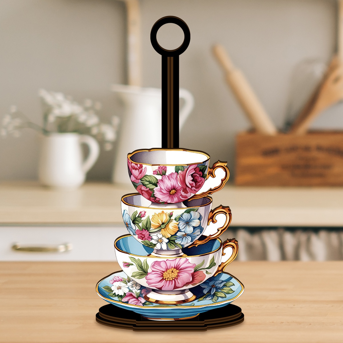 TEMU This Kitchen Paper Towel Holder Features An Elegant Teacup Design, Suitable As A Bathroom Paper Towel Holder, Perfect As A Table Decoration For