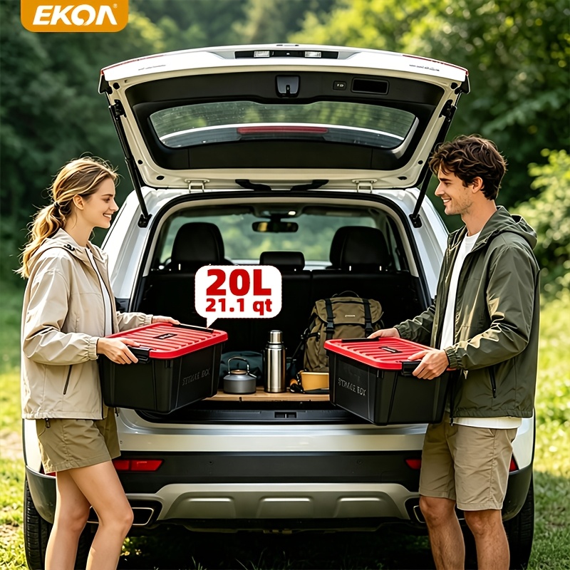 EKOA 35L Storage Boxes with Lids, Durable Plastic Organisers