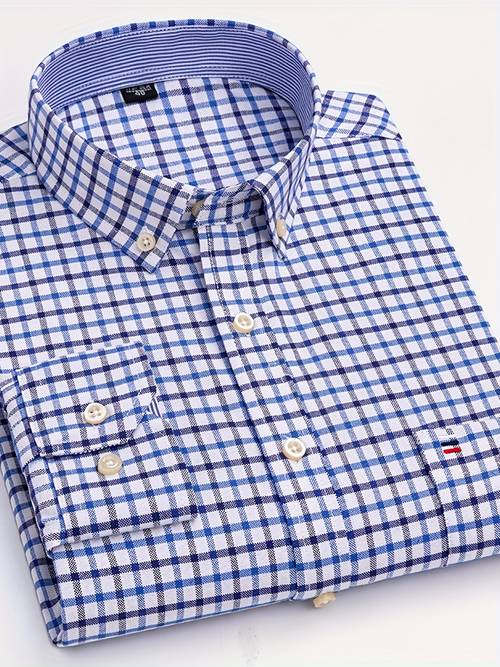 classic oxford shirt with pockets durable long sleeve mens cotton blend shirt