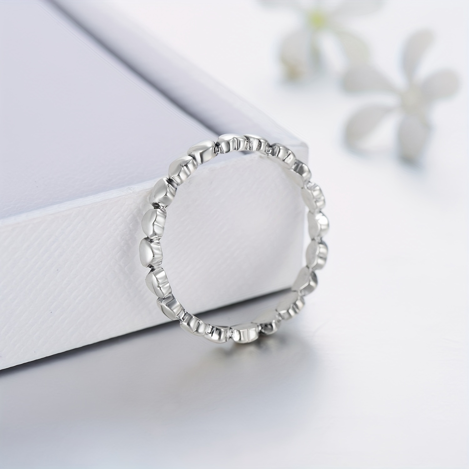 S925 Silvery Full Heart Ring Japanese Version Versatile Ring