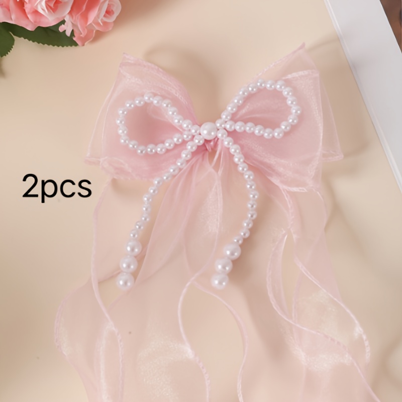 TEMU Lot de 2 attaches de rideaux nœud papillon en perlée, accessoires de rideaux, attaches et de rideaux de luxe léger de style français