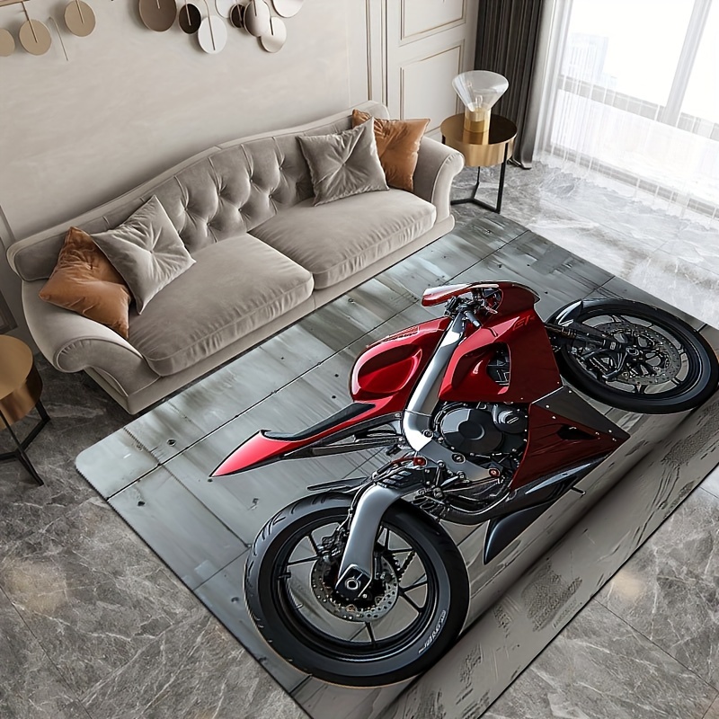 

1-pack Cool Motorcycle Design Doormat 8mm Thickness Non-slip Kitchen Mat, Living Room Area Rug, Bedroom Carpet, Indoor Entrance Floor Mat Machine Washable, Polyester Decorative Rug