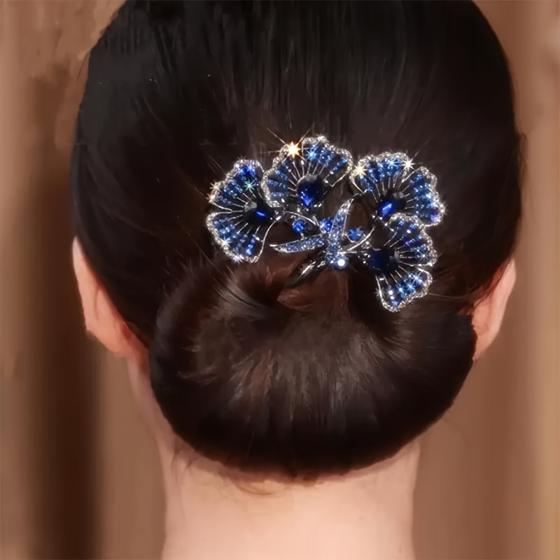 

Elegant Ginkgo Leaf Hair Bun Maker - Vintage-inspired Crystal Spiral Hair Tie For Women And Girls, Perfect For Ponytails & Updos