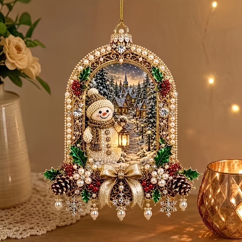 TEMU Halloween 2d Flat Christmas Pearl Diamond Painting Light-absorbing Board Set, Pearl Bead Diamond Painting Hanging Decoration, Acrylic Ornament