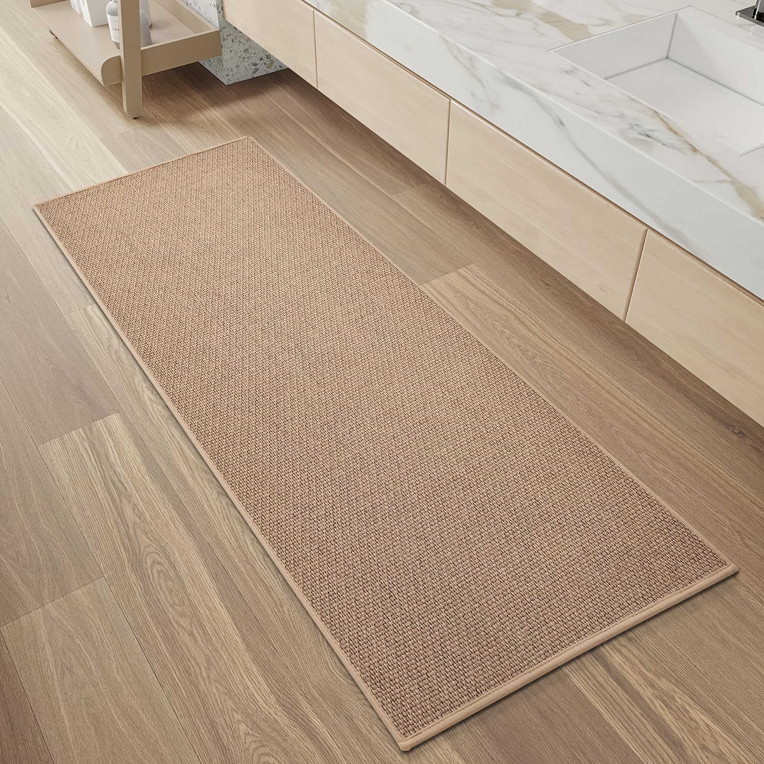 Image of Sixhome Bath Mat Super Absorbent Bathroom Mat Rubber Backing Non-slip Bathroom Floor Mat, Braided Machine Washable Thin Bathroom Rug Fits Under Door Quick Dry Bath Rugs For Floor