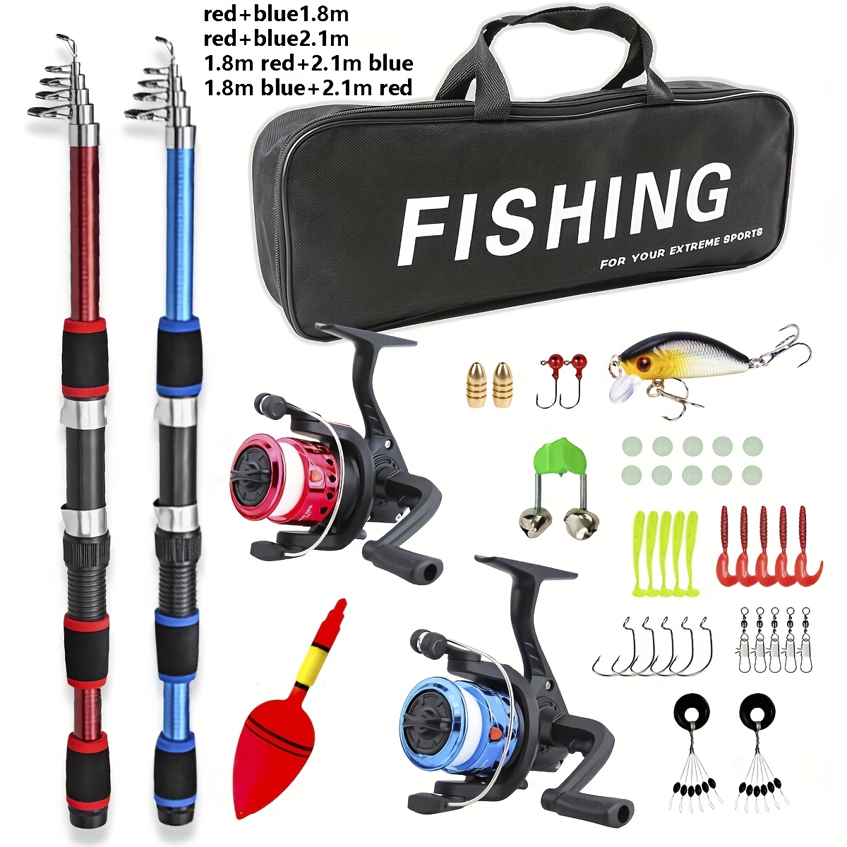 Couple Beginner Double Rod Reel Set * 2.1M Fishing Rod Fishing Gear Lure  Sea Fishing Set