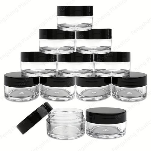ensemble de 4/12 pièces de pots en plastique ronds étanches de 0. /0.71oz/1.06oz/1.76oz avec couvercle, couvercle noir pour lotion, crème, pommade, lotion pour , maquillage, strass, produits de beauté, crème, pommade, boîte diy, conteneur de rangement de voyage