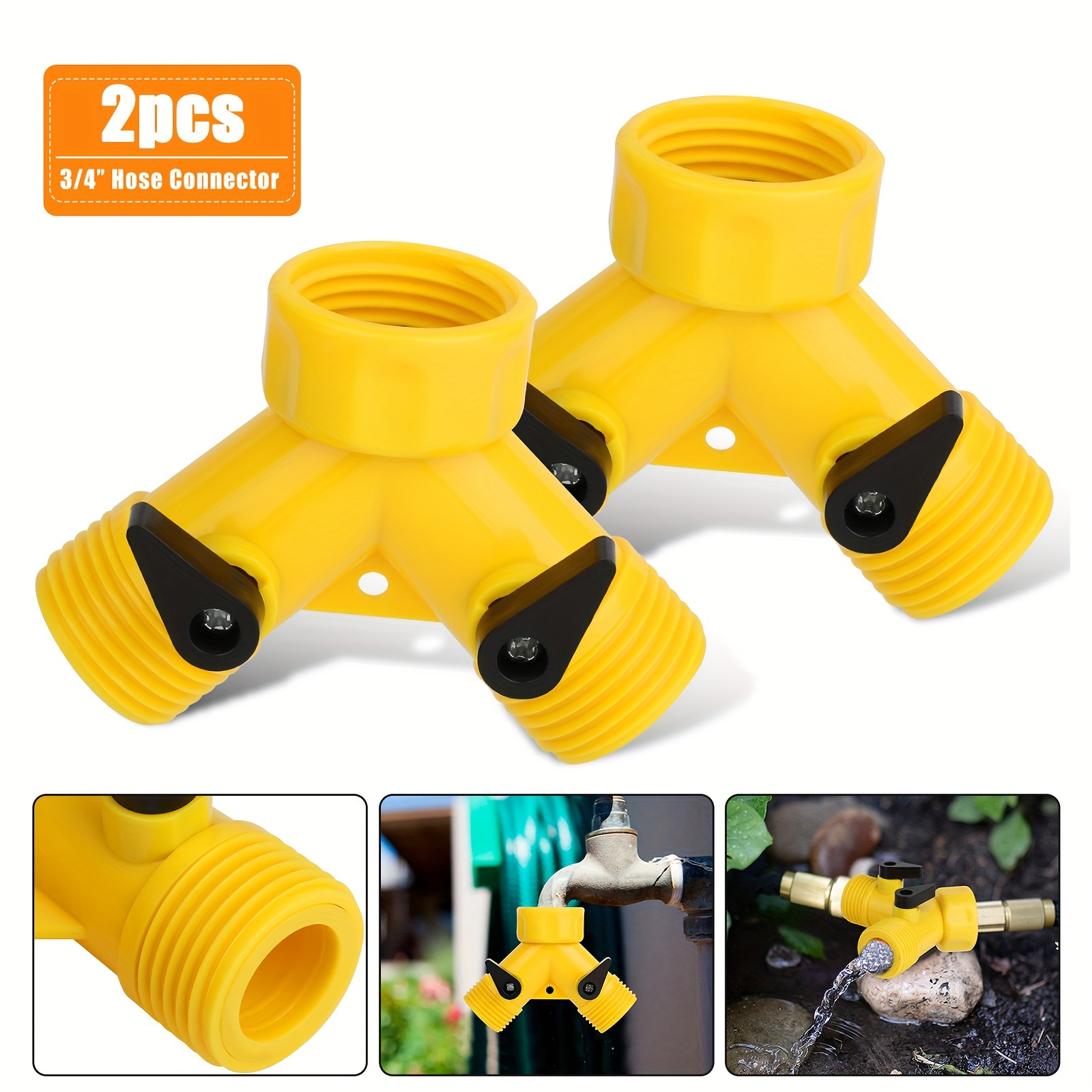 

2pcs 2- Hose Splitter, Y Shape Valve Connector For Easy Watering And Faucet Dispensing, Tap Adapter Outdoor