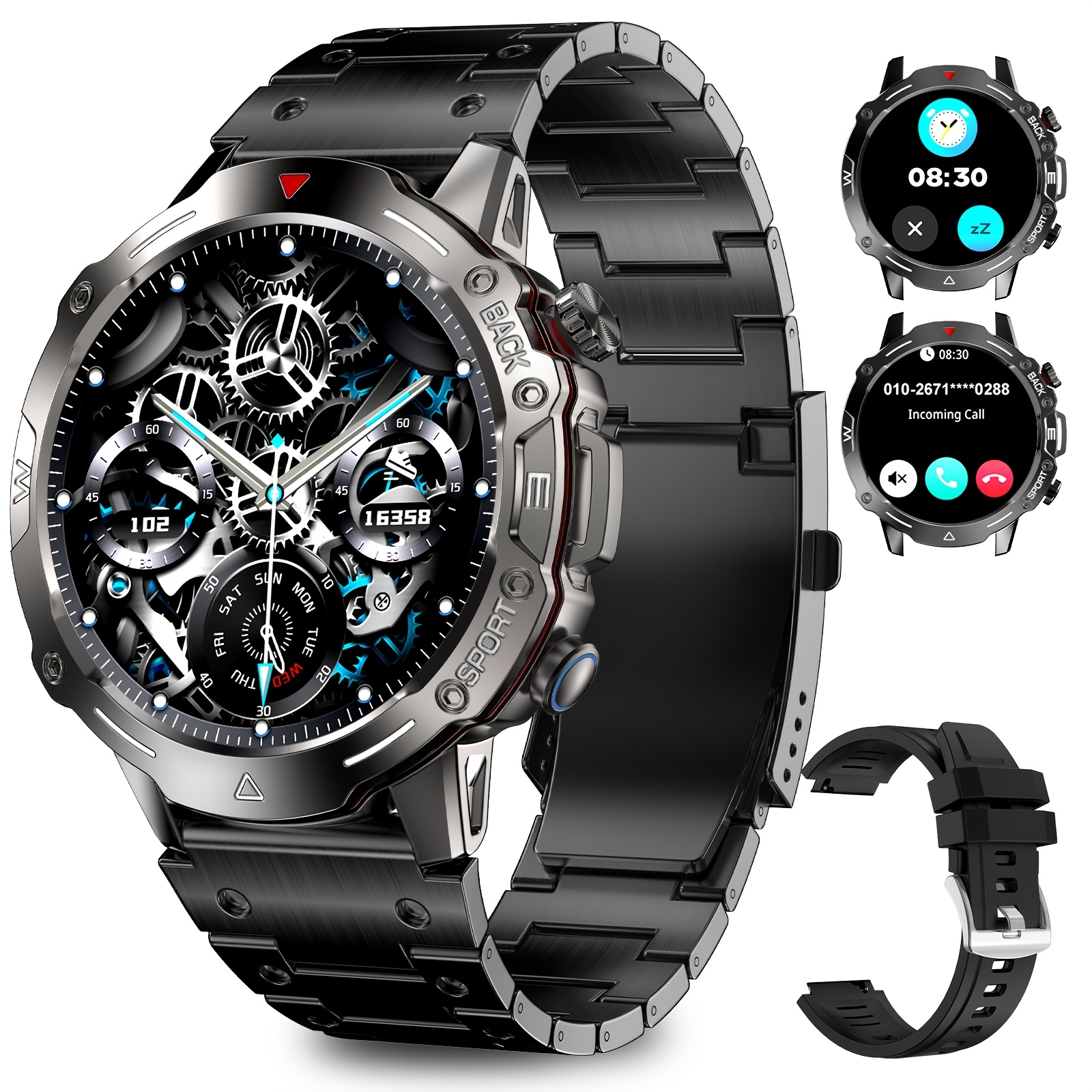 Image of Latest 2026 Men's Smartwatch Gift: A Multifunctional Watch Suitable For Outdoor Sports, Featuring Wireless Calling, Message Notifications, Multiple Sports , Weather Forecasts, And Music