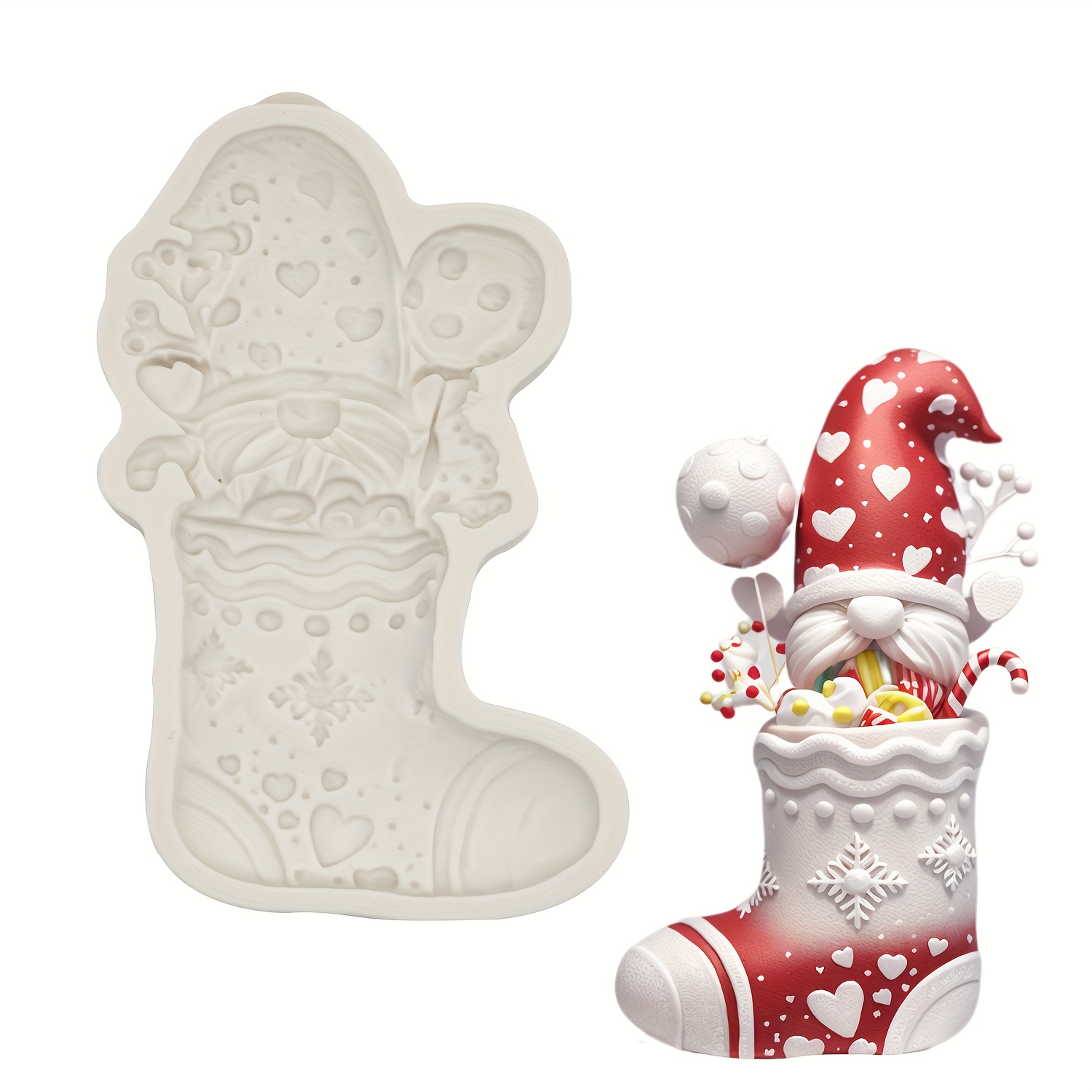 

1pc, Christmas Stocking Silicone Mold, Fondant Mold Cake Decorating Tool, For Chocolate Gummy Mold, Suitable For Home, Kitchen And Restaurant