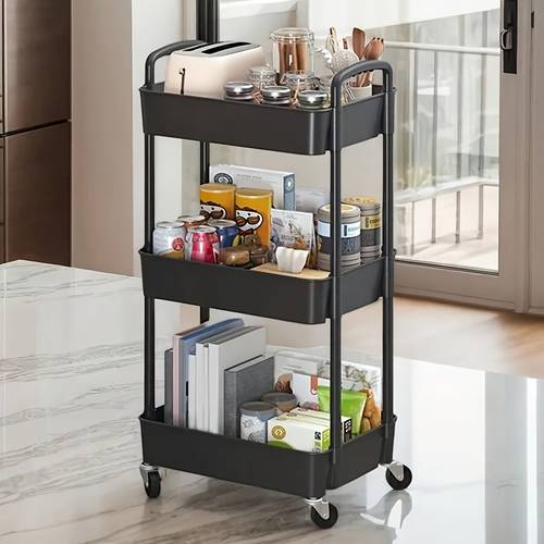 3 4 tier rolling storage cart household movable shelf with wheels multi functional floor organizer for room bedroom snack sorting storage rack