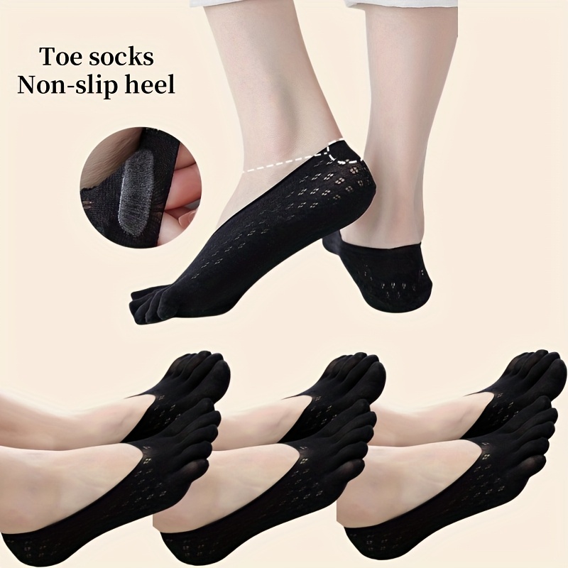 TEMU 3 Pairs Of -toe Socks, Five-toe Socks, Invisible Boat Socks For Women, Ultra-thin Low-cut Summer Socks, , Mesh Breathable Comfortable Split-toe